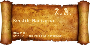Kordik Marianna névjegykártya